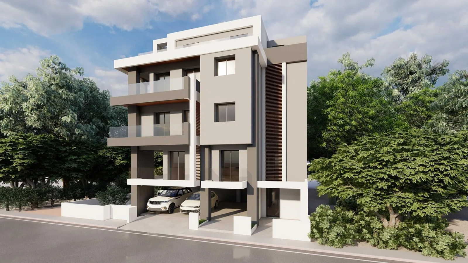 Rendering of the three-storey Kyriakou Residences building from the street