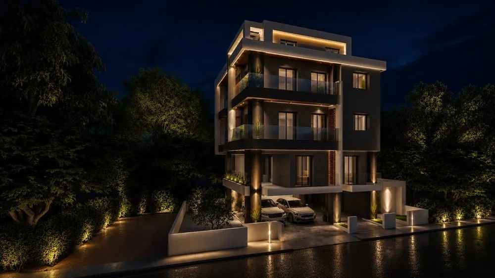 Rendering of the building at night